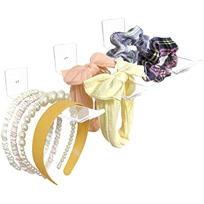 DELIPPLY Acrylic Headband Holder Organizer, Hair Accessories Display Wall Shelves for Girls Women, The Perfect Headband Storage Shelf (Pack of 3) - Image 1